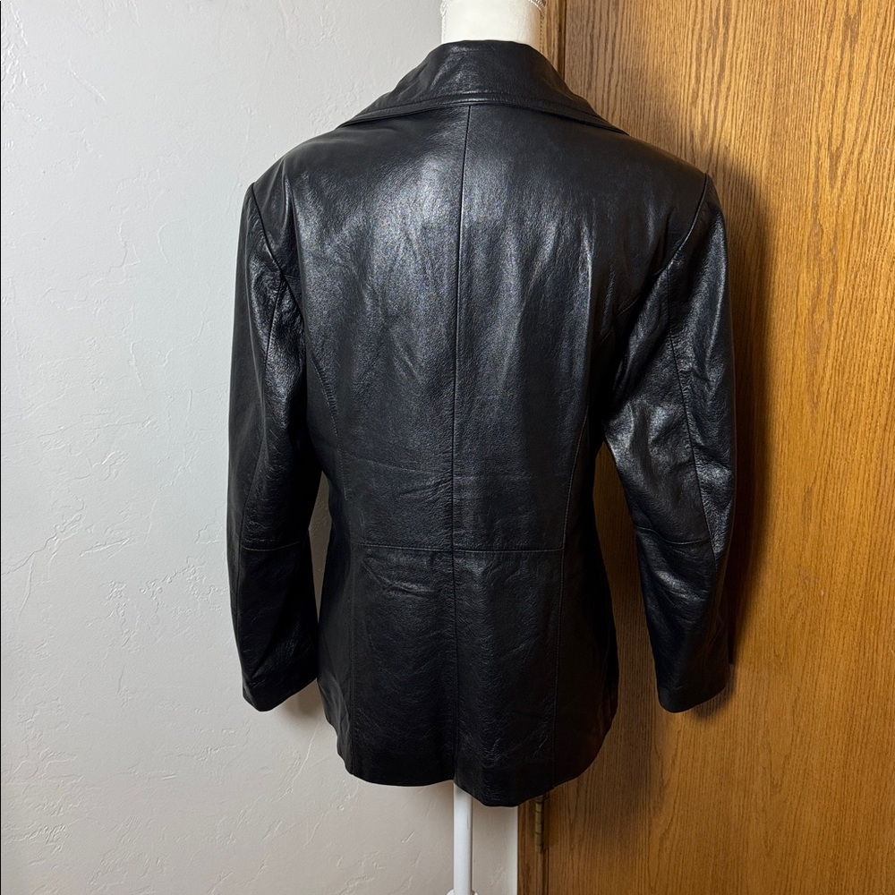 Maxima by Wilsons button down black leather jacket M - Picture 4 of 12